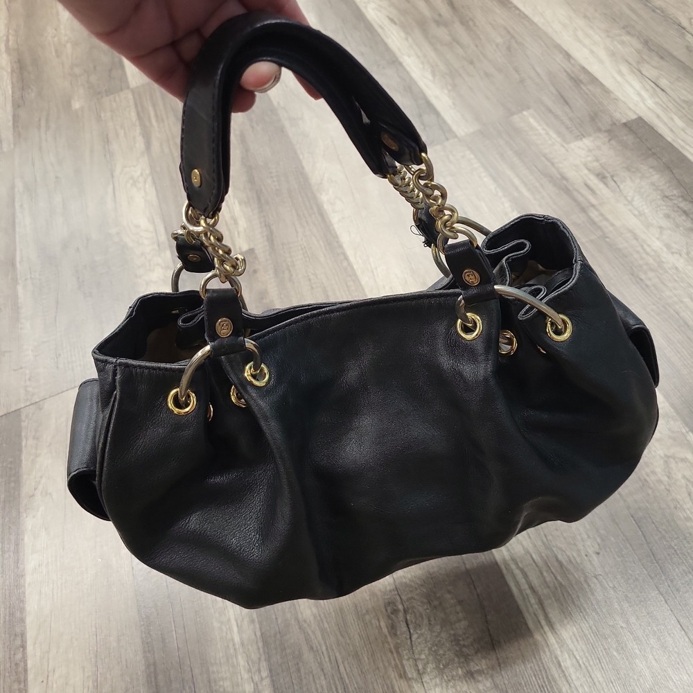Juicy Couture Y2K Black Hobo Shoulder Leather Bag